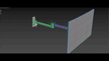 a 3d model of a wall with a green arrow pointing to it