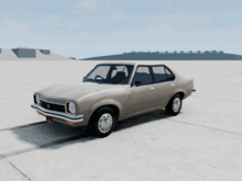 an old car is parked on a concrete surface with a mountain in the background