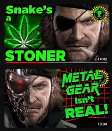 a snake 's stoner and a metal gear isn 't real advertisement