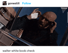 a picture of a man talking on a cell phone with the caption gonestill follow