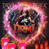 a woman singing into a microphone while holding a guitar in front of devil rock drmi