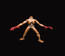 a pixel art of a man with bloody hands