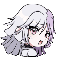a drawing of a girl with white hair and purple highlights