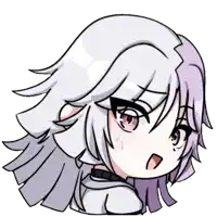 a drawing of a girl with white hair and purple highlights