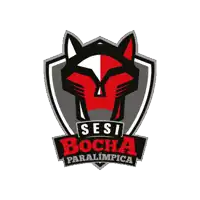a logo for sesi bocha paralimpica with a red fox on it