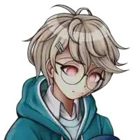 a drawing of a boy wearing glasses and a blue jacket