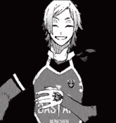 a black and white drawing of a person wearing a shirt that says basiak