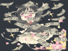 Hanabishi Rikka Rikka Yay Money GIF - Hanabishi Rikka Rikka Yay Money Rikka Money Rain GIFs