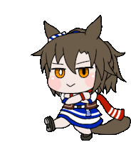 a cartoon drawing of a girl with brown hair and orange eyes