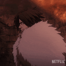 a cartoon of a man with a fur coat and the word netflix below him