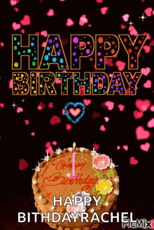 a birthday cake with a candle on it and the words happy birthday
