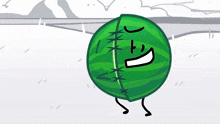 a cartoon drawing of a watermelon with stitches on it 's face