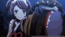 a girl in a maid outfit is standing next to a man in armor