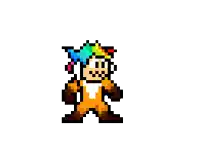 a pixel art drawing of a mushroom man with the words power mush gt behind him