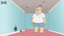 a cartoon drawing of a man with a santa hat on
