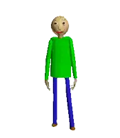 a cartoon character in a green shirt and blue pants