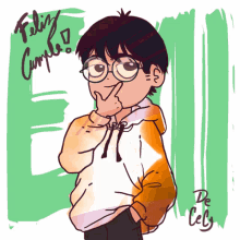 a drawing of a boy with glasses and the words feliz cumple written on the bottom