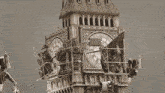 a large clock tower with a sign that says 00:00 on it
