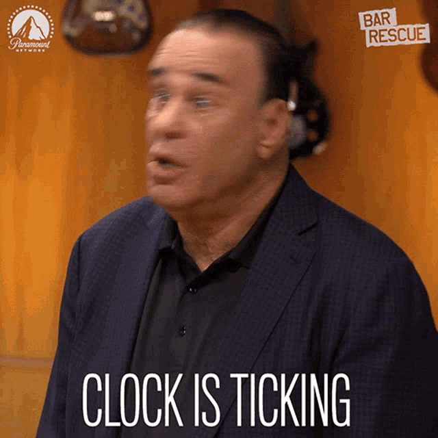 Walk out of time. Unfortunately the Clock is ticking meme.