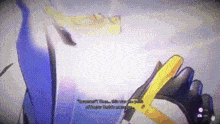 a screenshot of a video game with a penguin holding a sword and talking .