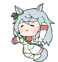a cartoon drawing of a girl with long white hair and a green scarf around her neck .