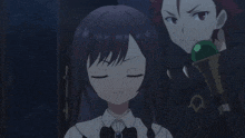 a group of anime characters including one with a green object