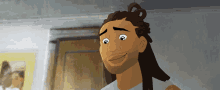 a cartoon drawing of a man with dreadlocks and a beard