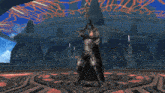 a man in armor is holding two swords over his head in a video game