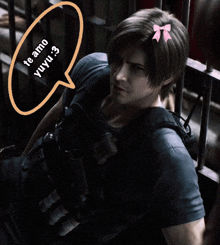 a man with a bow in his hair says te amo yuyu