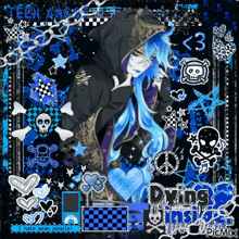 a picture of a boy with blue hair and the words " i hate mean people " on the bottom