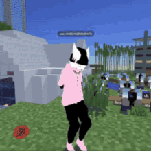 a person in a pink hoodie is dancing in a game