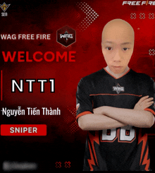 a poster for wag free fire welcomes ntt1