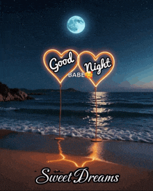 a sign that says good night babe on it