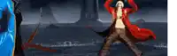 a man in a red coat is dancing in a video game scene