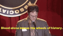 Dwight Schrute Blood Alone GIF - Dwight Schrute Blood Alone Moves The Wheels Of History GIFs