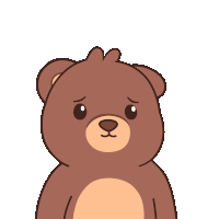 a cartoon drawing of a brown teddy bear with a sad look on his face