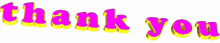 the word thank you is written in purple and yellow letters .