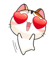 a cartoon cat with heart shaped glasses on its eyes .