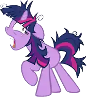 twilight sparkle from my little pony screaming with her mouth wide open