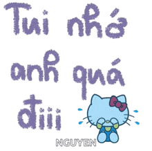 a picture of hello kitty crying with the name nguyen on the bottom