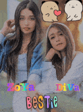 a poster for zoya diva bestie has two girls on it