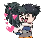 a cartoon of a man and woman hugging each other