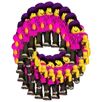a bunch of guys wearing purple and pink shirts that say tough guys team