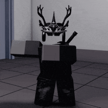 a cartoon character wearing a crown and a sword