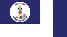a virginia state flag with a woman holding a sword