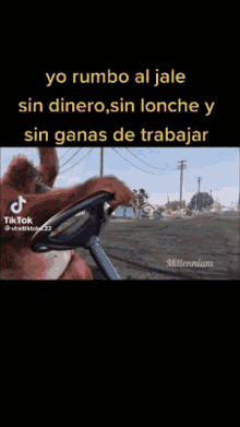a pig is driving a car with the words yo rumbo al jale sin dinero sin lonche y sin ganas de trabajar below