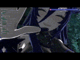 a girl with long black hair is standing in a dark room with her eyes closed .
