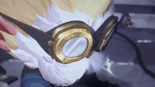 a close up of a person wearing goggles
