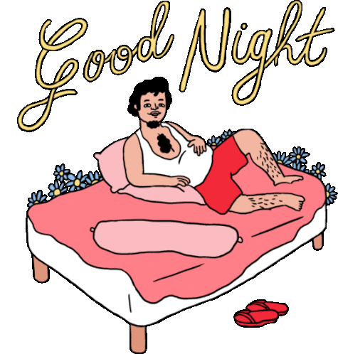 Seductive Mas Agus On A Bed With A Text Saying Good Night Sticker - Dangdut Koplo Chest Hair Goatee Stickers