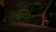 a blurred image of a person in a forest